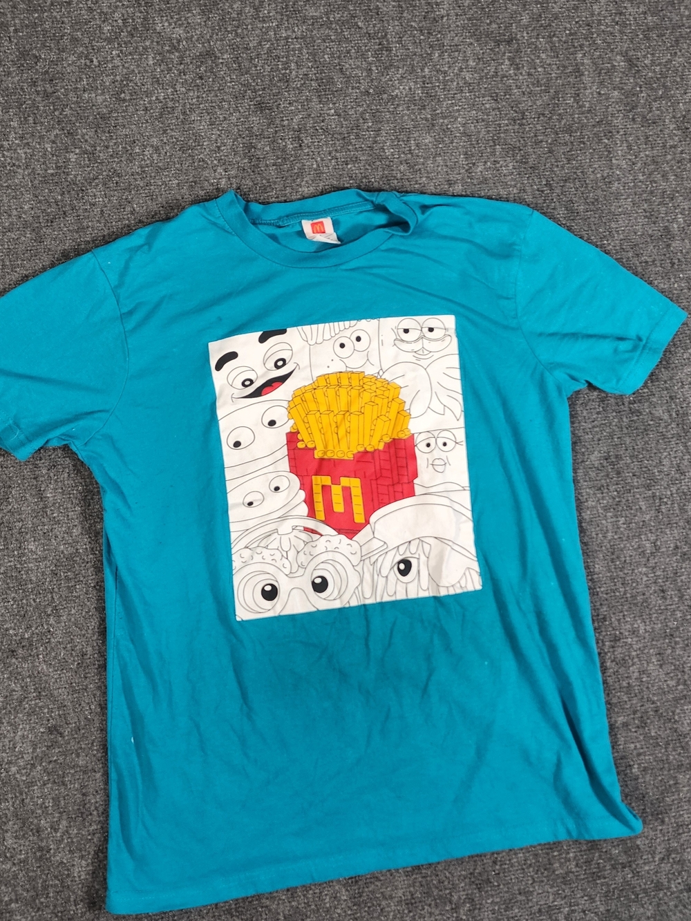 McDonald's Turquoise Short Sleeve Tee with Fries Graphic